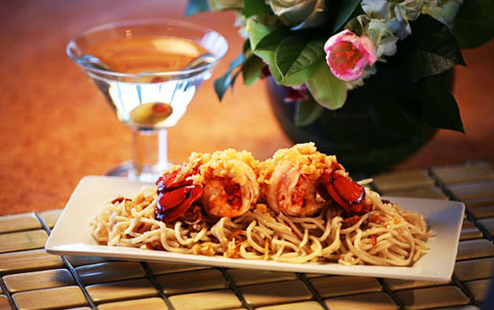Lobster Tails with Garlic Noodles